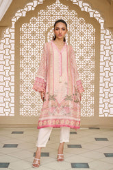 DA-2122 PEACH 2PCS  EMBROIDERED KURTA WITH TROUSER